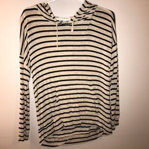 Black and Cream Striped Hoodie